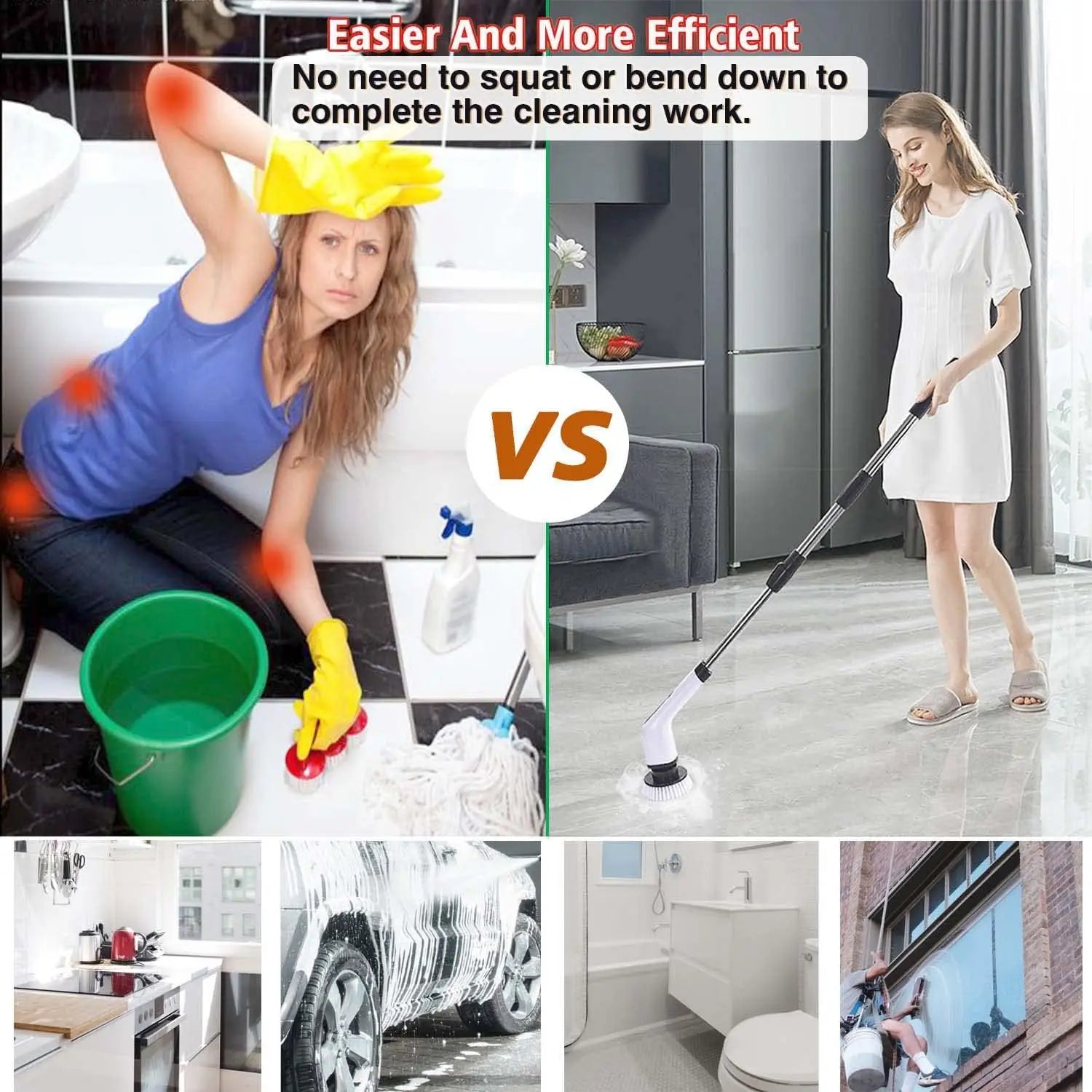 Cordless Spin Scrubber Electric Multipurpose Cleaning Brush for Kitchen Bathroom Toilet