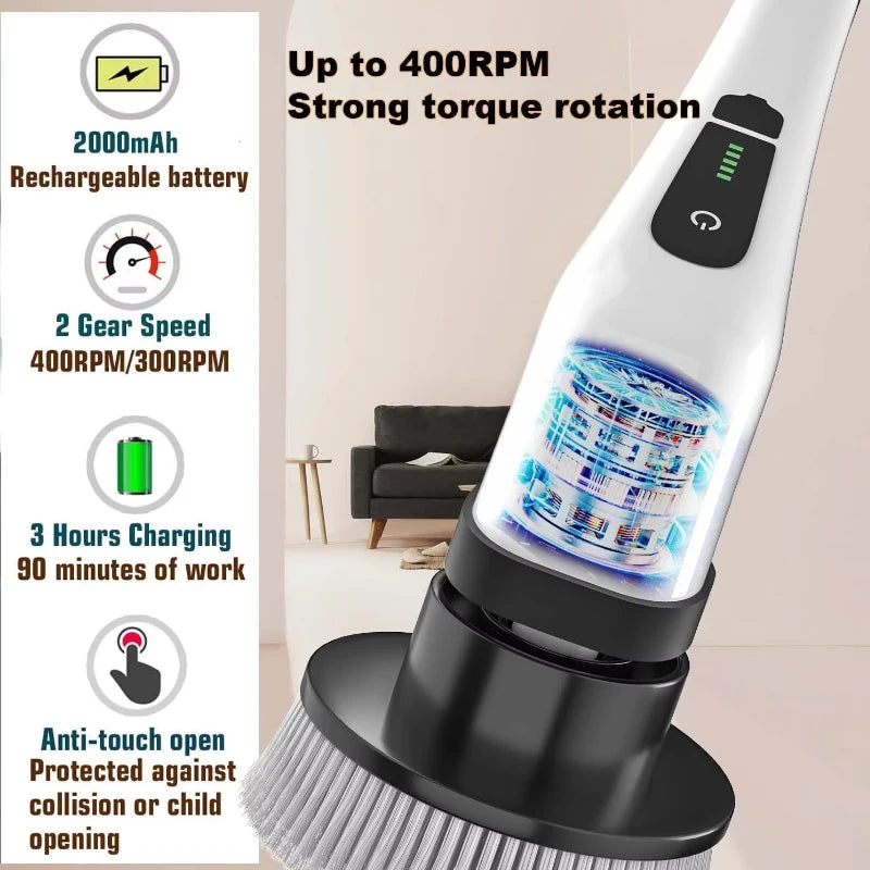 Cordless Spin Scrubber Electric Multipurpose Cleaning Brush for Kitchen Bathroom Toilet