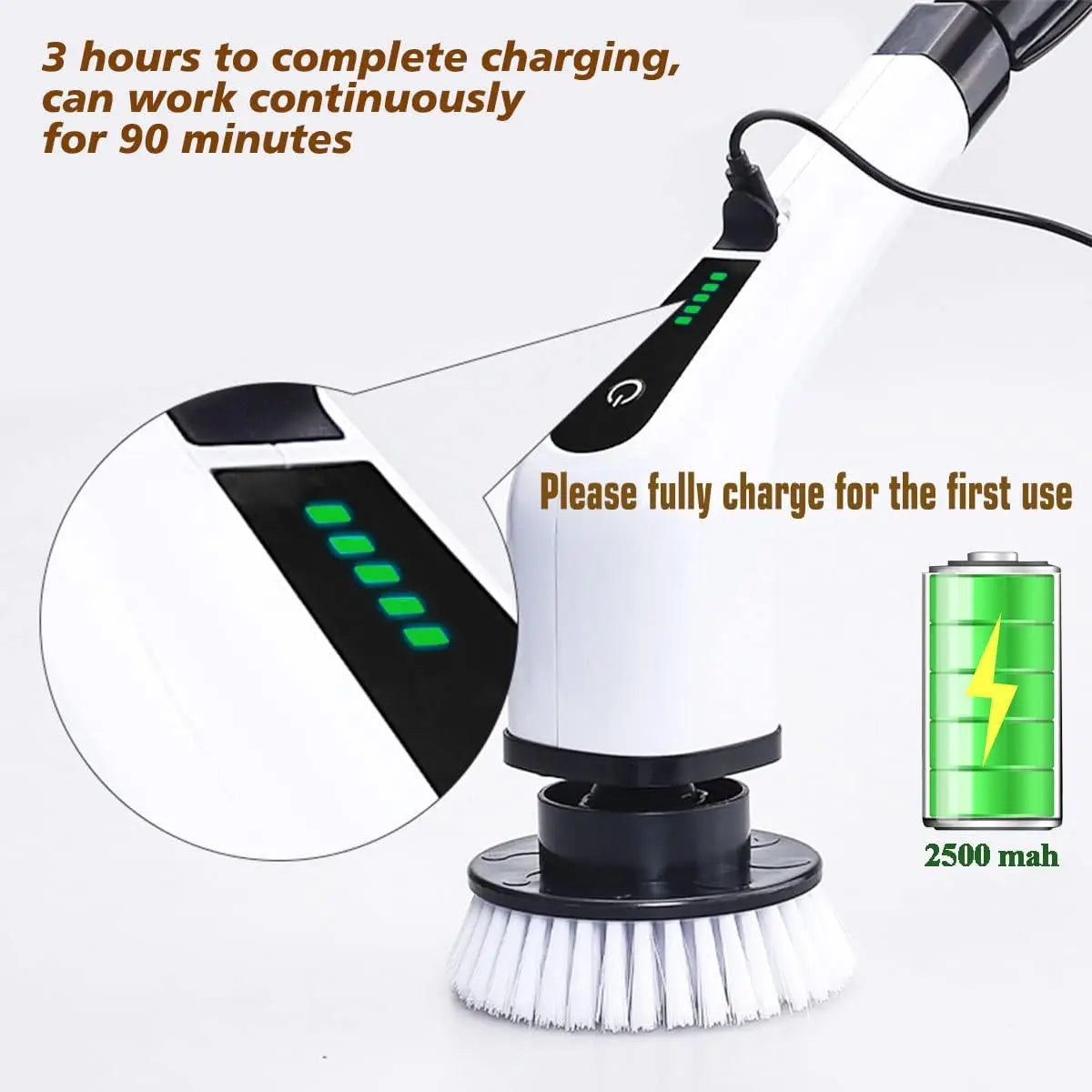 Cordless Spin Scrubber Electric Multipurpose Cleaning Brush for Kitchen Bathroom Toilet